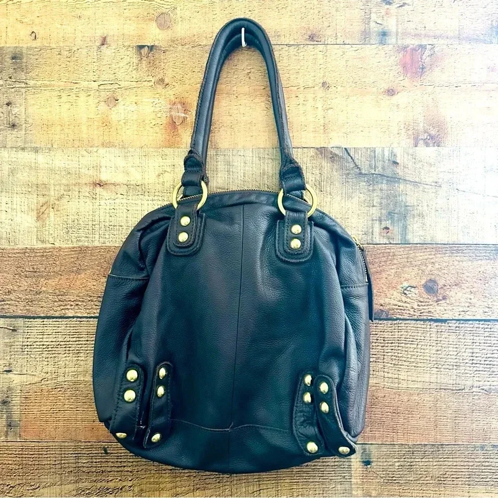 Linea Pelle Dylan Double Handle Satchel Leather Handbag- Brown